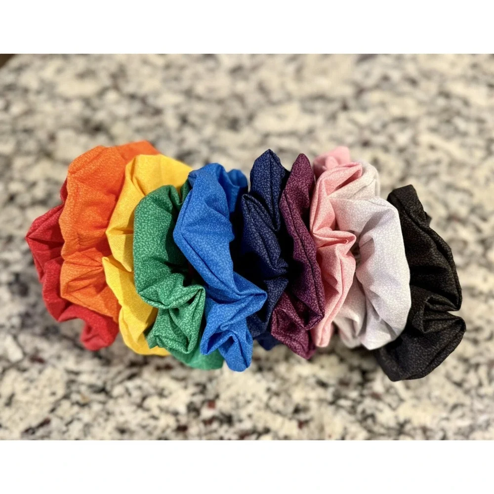 Solid Color‎ Handmade Hair Scrunchies Set Of 10